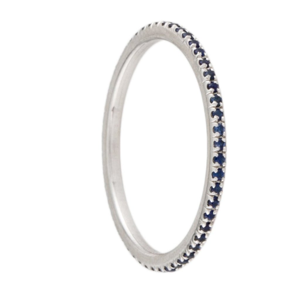 PLATINUM SAPPHIRE ETERNITY STACKABLE BAND RING - Picture 5 of 9